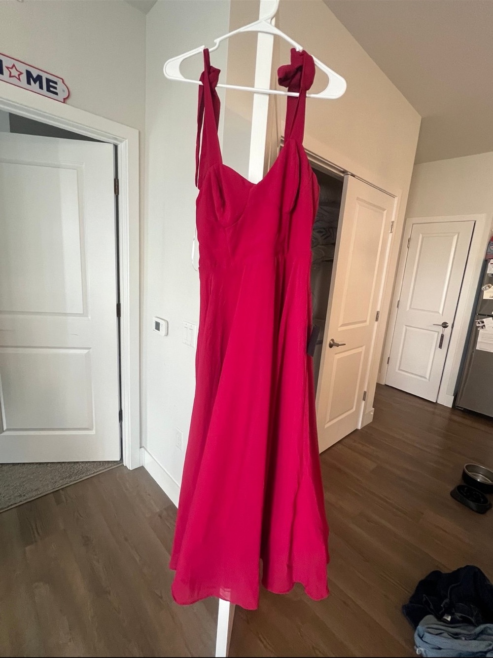 Womens red Tie-Strap A-Line Dress lulus